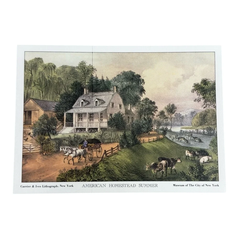 Set of 4 Currier & Ives Lithographs – “American Homestead” Seasons Collection